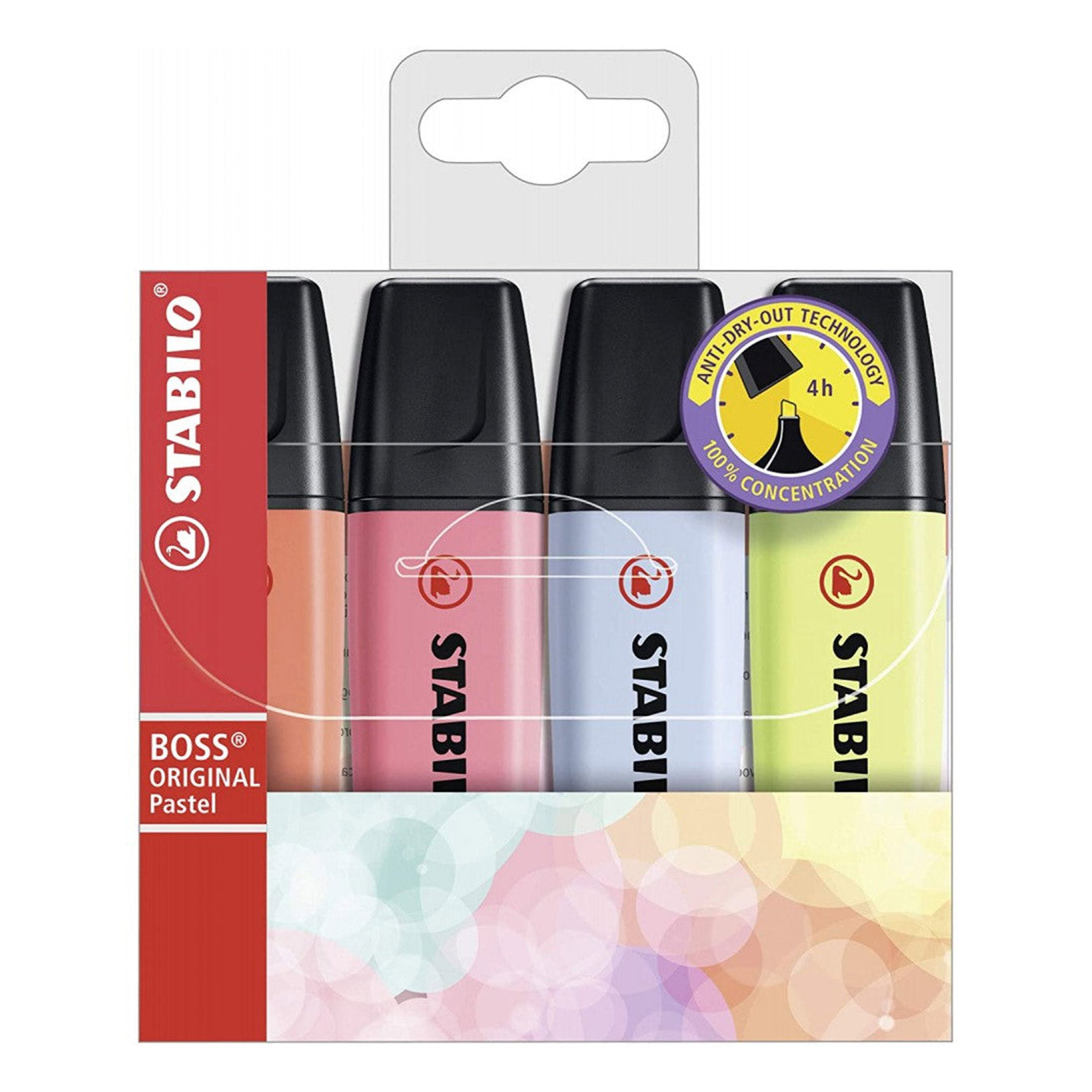 Stabilo | Boss | Original Pastel | Highlighter Pen | wallet Of 4 | Assorted Colours