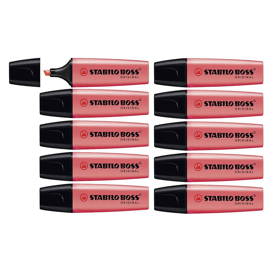 Stabilo | Boss Original | Red | Pack Of 10 | Highlighter Pen