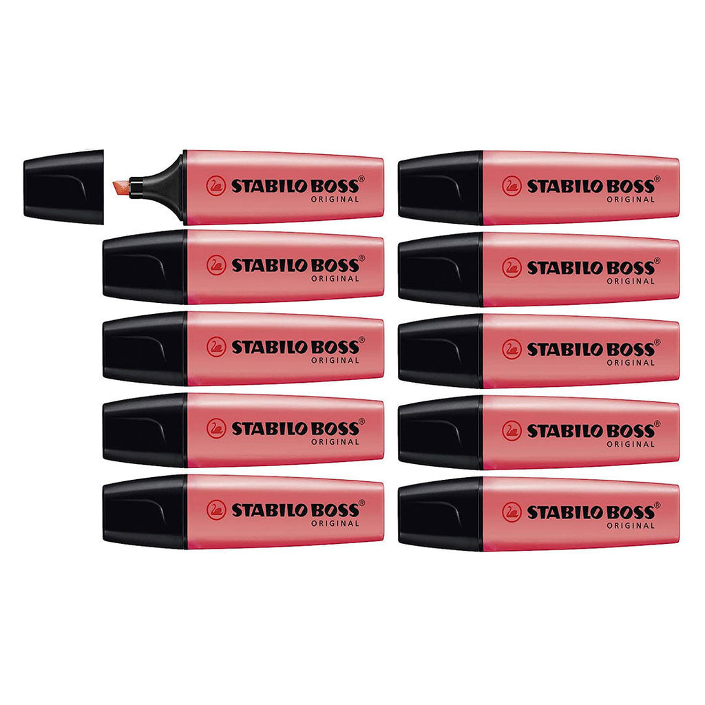 Stabilo | Boss Original | Red | Pack Of 10 | Highlighter Pen