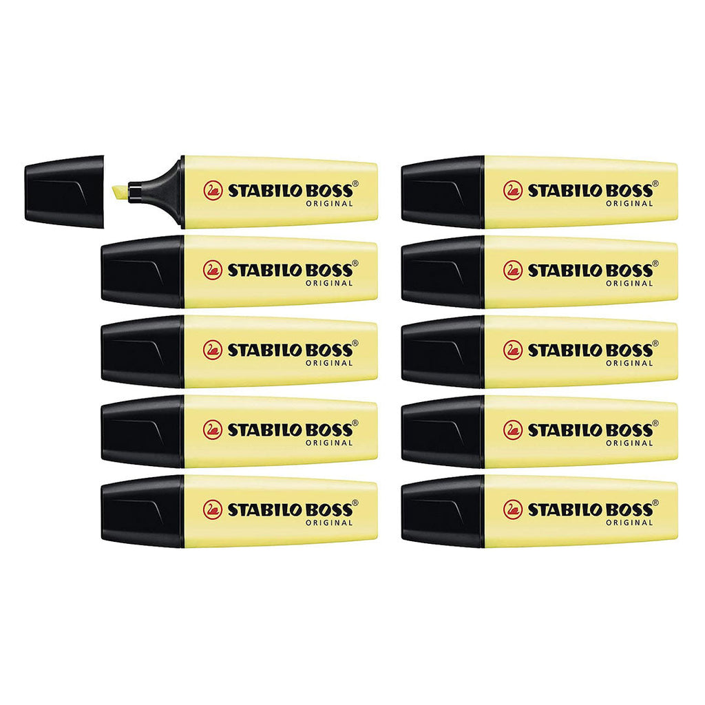 Stabilo | Boss Pastel | Yellow | Pack Of 10 | Highlighter Pen