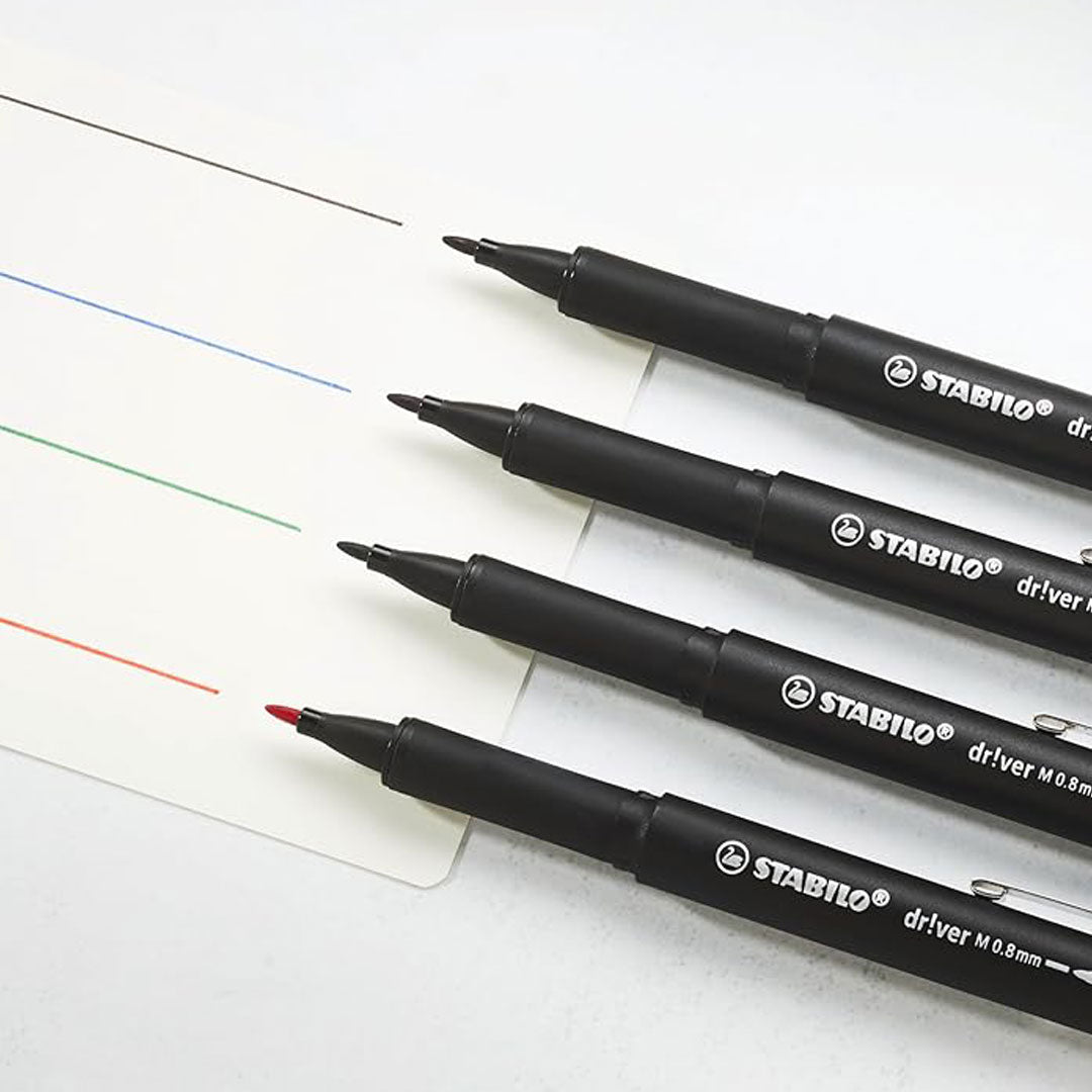 Stabilo | dr!ver Series | Premium Fineliner | 0.8mm | Medium | Black