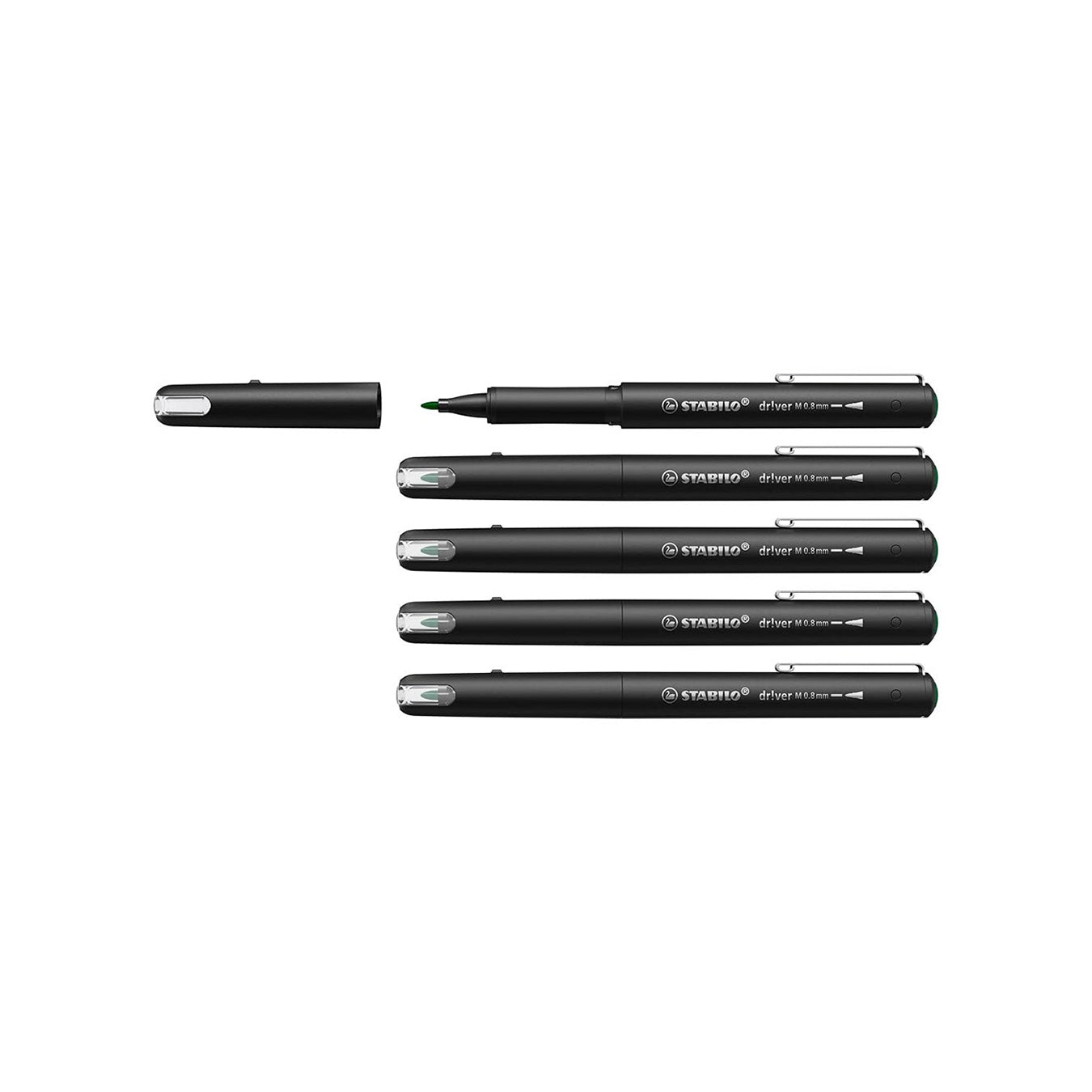 Stabilo dr!ver Premium Fineliner Green – Medium Nib, Pack of 5