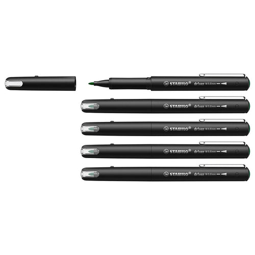Stabilo | dr!ver Series | Premium Fineliner | Medium | Pack of 5 | Green