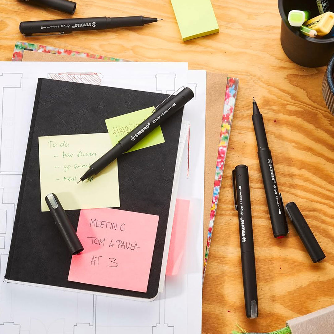 Stabilo | dr!ver Series | Premium Fineliner | Medium | Pack of 5 | Red