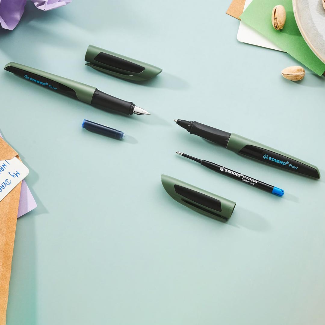 Stabilo | Flow | Ballpoint Pen | Forest | Pack of 1 | Including Blue Refill | 0.5mm