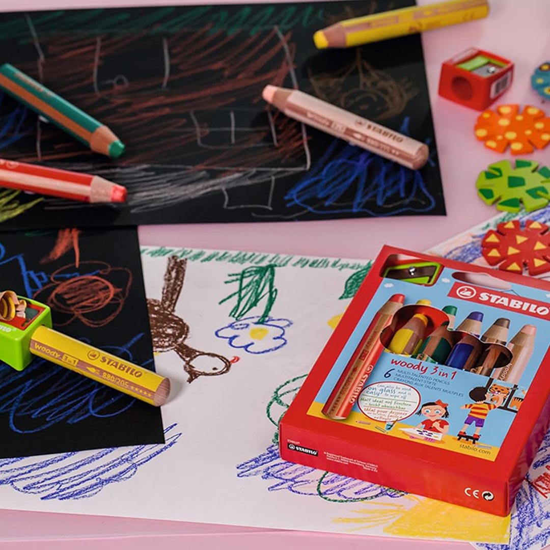 Stabilo | Multi-Talented Pencil | Woody 3 In 1 Duo | Pastel Red | 1 Piece