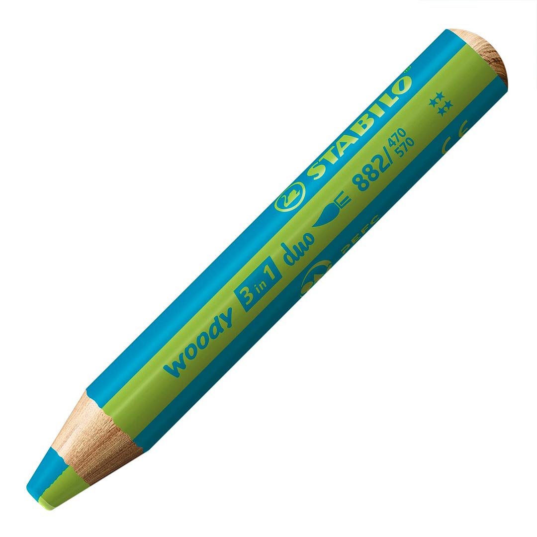 Stabilo | Multi-Talented Pencil | Woody 3 In 1 Duo |  Turquoise/Light Green | 1 Piece