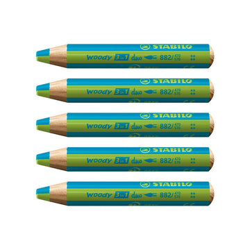 Stabilo | Multi-Talented Pencil | Woody 3 In 1 Duo | Turquoise/Light | Pack of 5