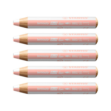 Stabilo | Multi-Talented Pencil | Woody 3 In 1 Duo | White/Apricot | Pack of 5