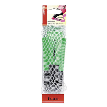 Stabilo | Neon Highlighter Pen | Green Pack Of 3