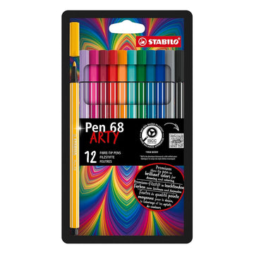 Stabilo | Pen 68 Arty | Premium Fibre-tip Pen | Pack Of 12 | Assorted Colours
