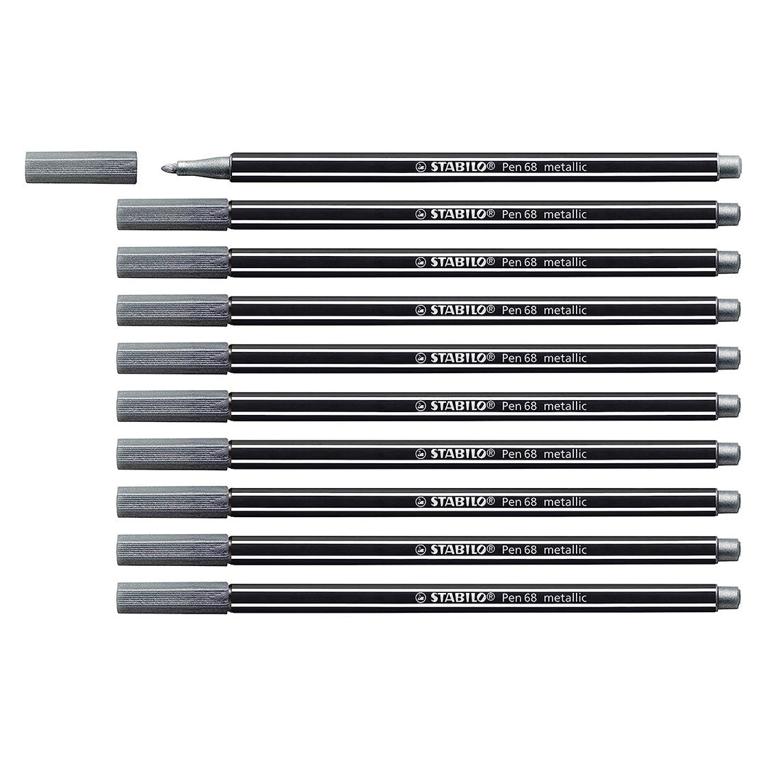 Stabilo | Pen 68 | Metallic | Silver | Pack Of 10