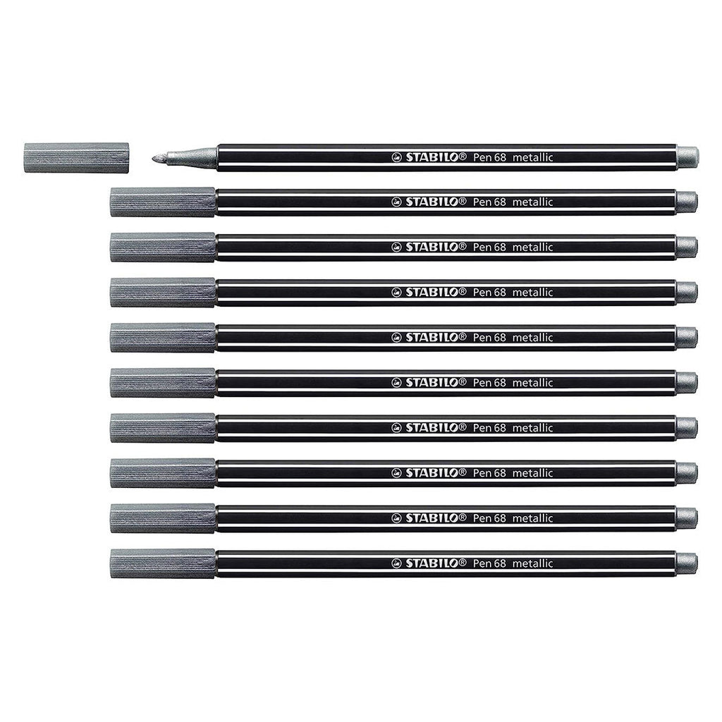 Stabilo | Pen 68 | Metallic | Silver | Pack Of 10