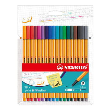 Stabilo Point 88 Fineliner Set of 18 Vibrant Colors