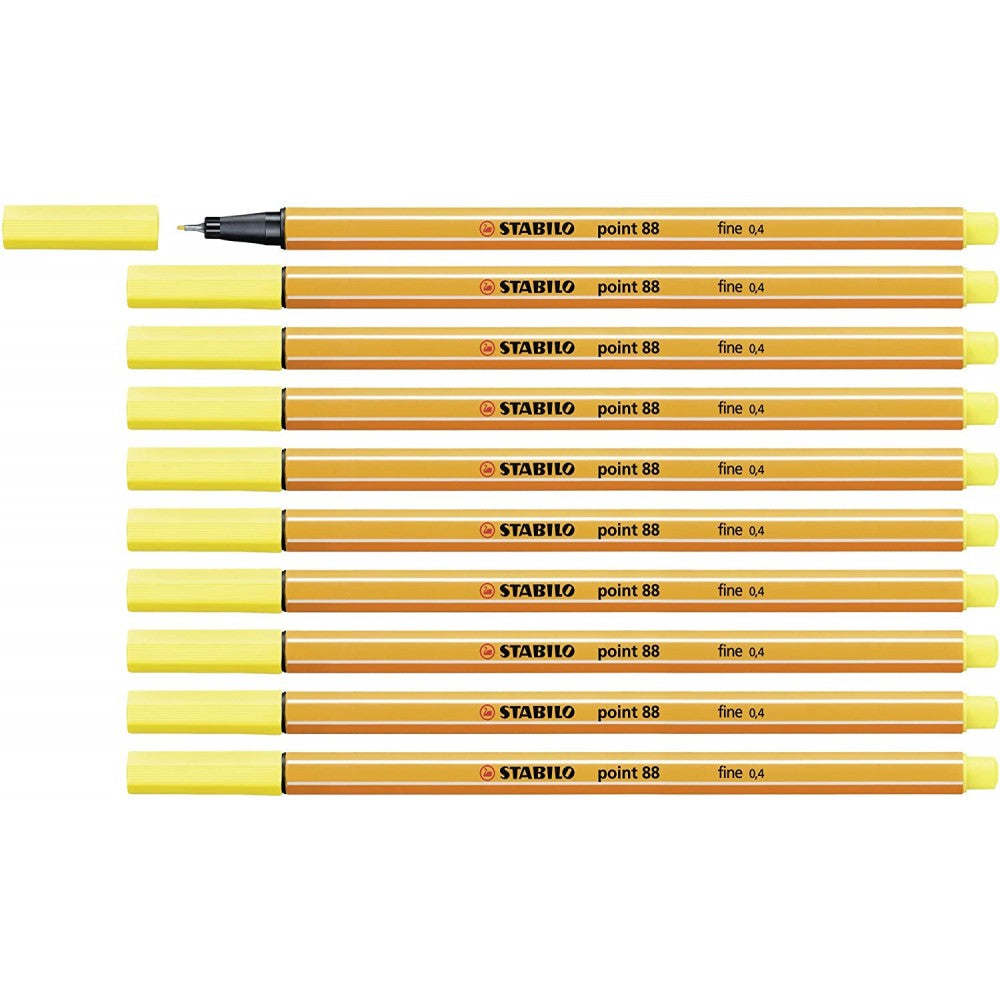 Stabilo | Point 88 | Fineliner | Lemon Yellow | Pack Of 10