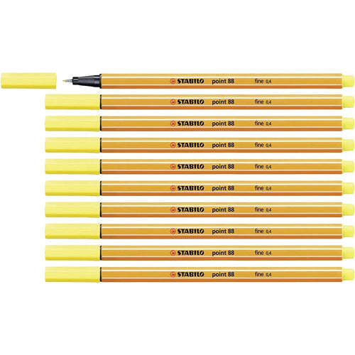 Stabilo | Point 88 | Fineliner | Lemon Yellow | Pack Of 10