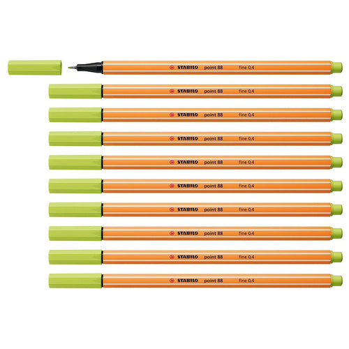 Stabilo | Point 88 | Fineliner | Lime Green | Pack Of 10
