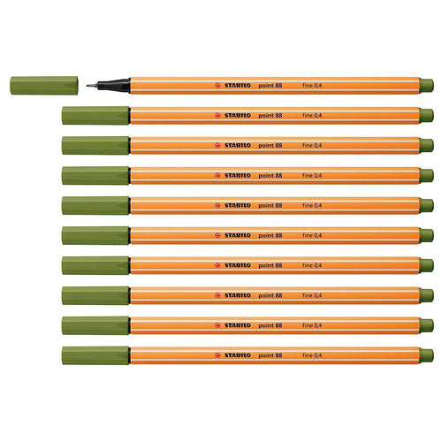 Stabilo | Point 88 | Fineliner | Moss Green | Pack Of 10