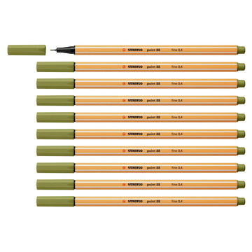 Stabilo | Point 88 | Fineliner | Mud Green | Pack Of 10