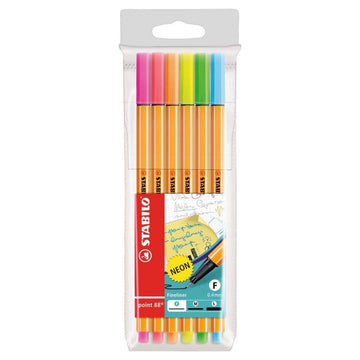 Stabilo | Point 88 | Fineliner | Neon Assorted Colors | Pack Of 6