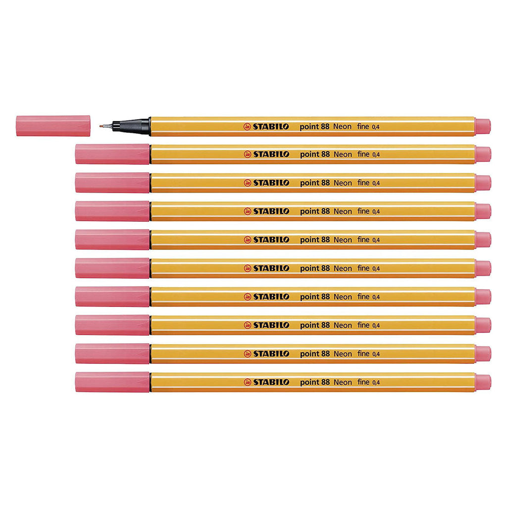 Stabilo | Point 88 | Fineliner | Neon Red | Pack Of 10
