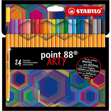 Stabilo | Point 88 | Fineliner | Wallet of 24 | Assorted Colours | Multicolor
