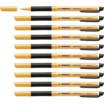 Stabilo | Point Visco | Black | Pack Of 10 | Roller Ball Point Pen