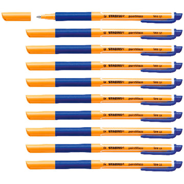 Stabilo | Point Visco | Blue | Pack Of 10 | Roller Ball Point Pen