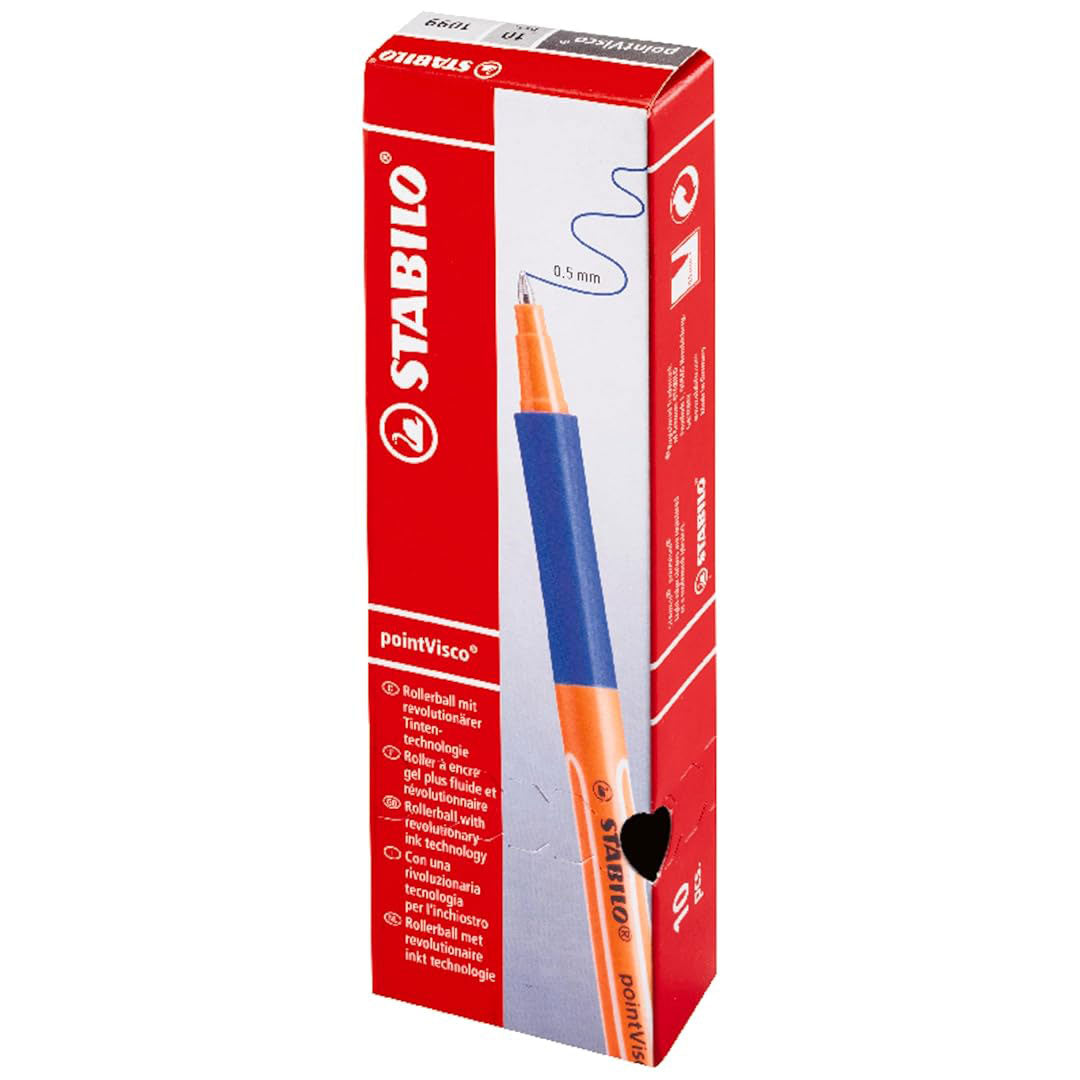 Stabilo | Point Visco | Blue | Pack Of 10 | Roller Ball Point Pen