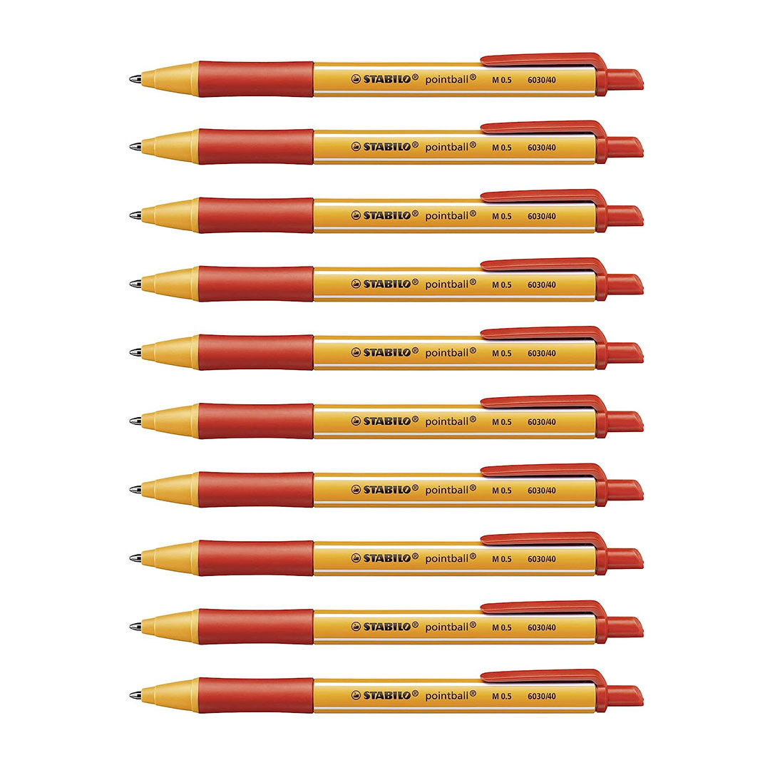 Stabilo | Pointball | Ballpoint Pen | Red | Pack Of 10