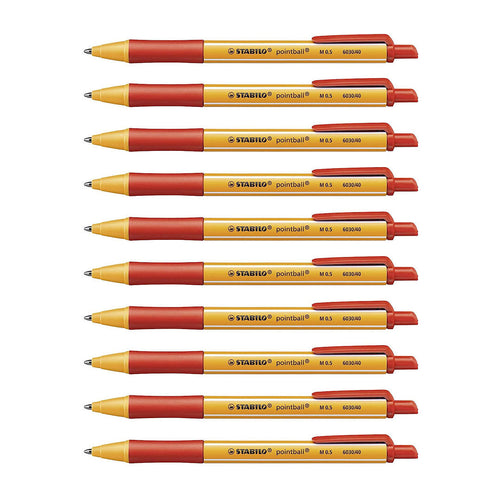 Stabilo | Pointball | Ballpoint Pen | Red | Pack Of 10