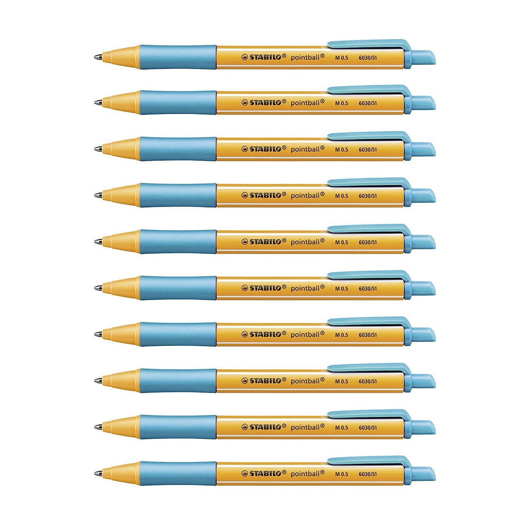 Stabilo | Pointball | Ballpoint Pen | Turquoise | Pack Of 10