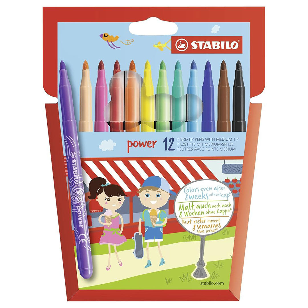 Stabilo | Power | Fibre-Tip | Pack of 12 | Assorted Colours