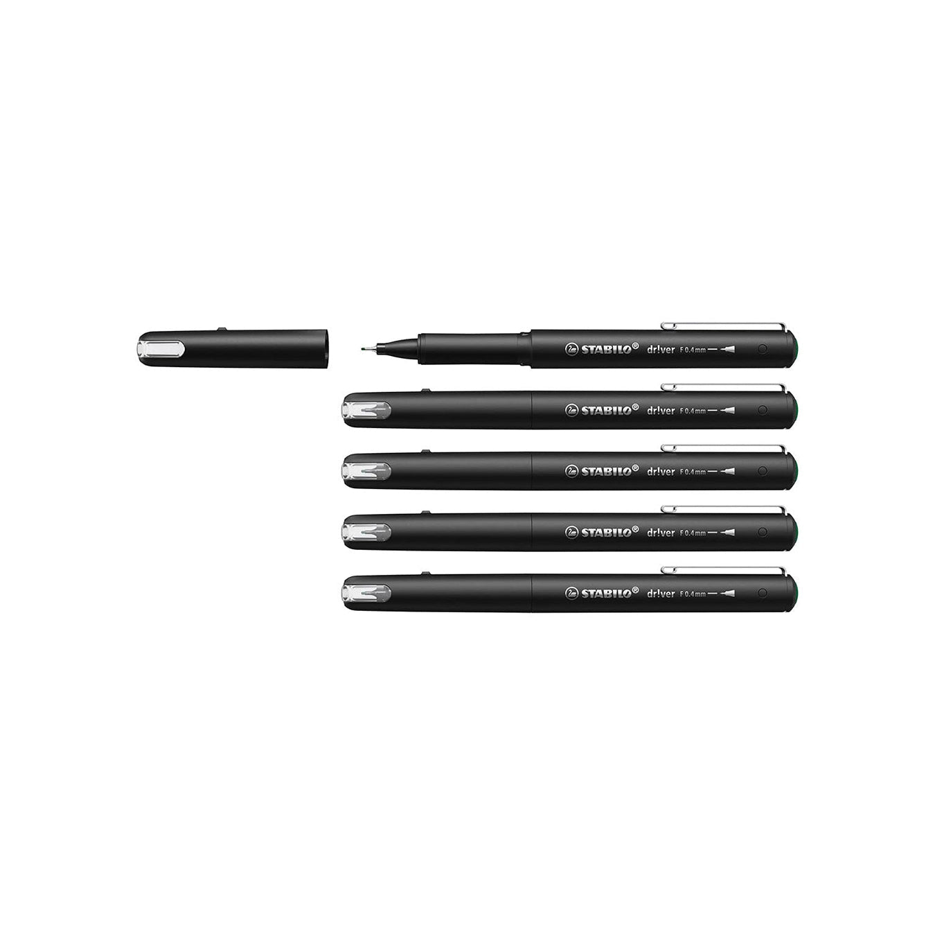 Stabilo dr!ver Premium Fineliner Green – Fine Nib, Pack of 5