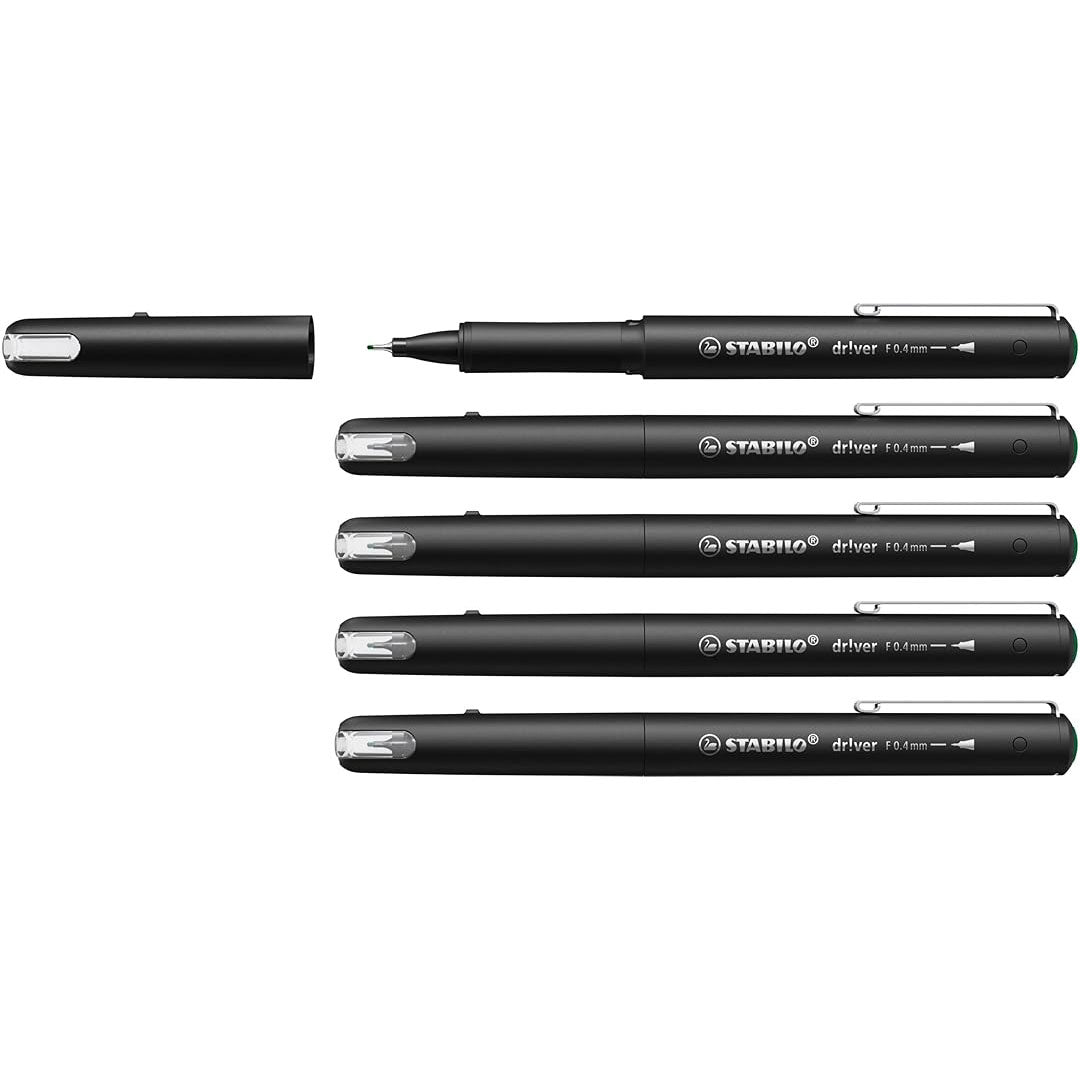 Stabilo | Premium Fineliner dr!ver | Fine | Pack Of 5 | Green
