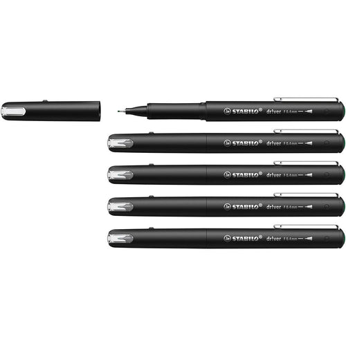 Stabilo | Premium Fineliner dr!ver | Fine | Pack Of 5 | Green
