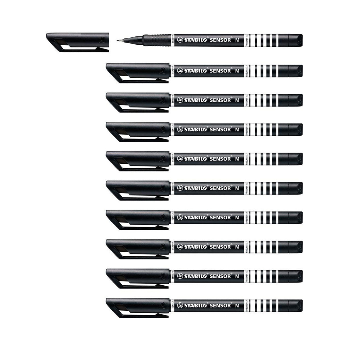 STABILO Sensor Medium Tip Fineliner Pen in Black (Set of 10)