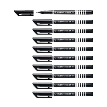 STABILO Sensor Medium Tip Fineliner Pen in Black (Set of 10)