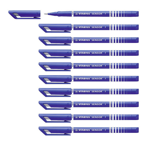 Stabilo | Sensor Pen | Fine Tip | Blue | Pack Of 10