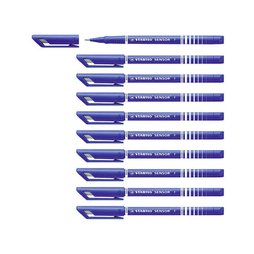 STABILO Sensor Fine Tip Blue Fineliner Pen (Set of 10)