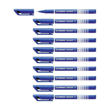 STABILO Sensor Medium Nib Blue Fineliner Pen (Set of 10)