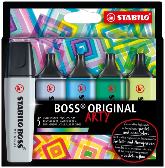 Stabilo | Boss Original Highlighter Pen | Case Of 5 Cold Colors