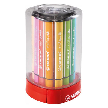 STABILO Triangular Scribbi Felt-Tip Pen Desk - Set of 12 Colours