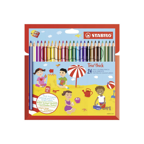Stabilo | Trio Thick Colouring Pencil |  Wallet Of 24 Assorted Colours - penpencilink