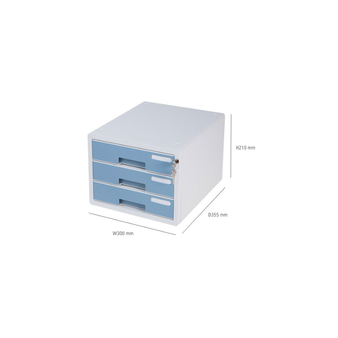 Sysmax | Lockable File Cabinet | 3 Drawers | Grey|Deluxe Color | For Office School  & Hospital