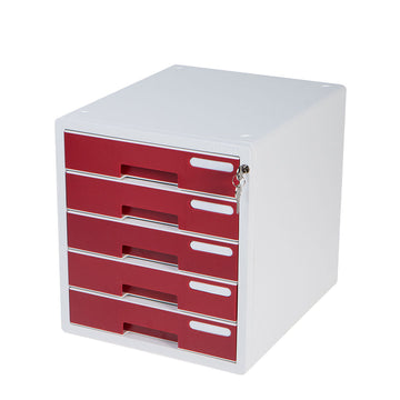 Sysmax | Lockable File Cabinet | 5 Drawers | Wine Red|Deluxe Color | For Office School  & Hospital