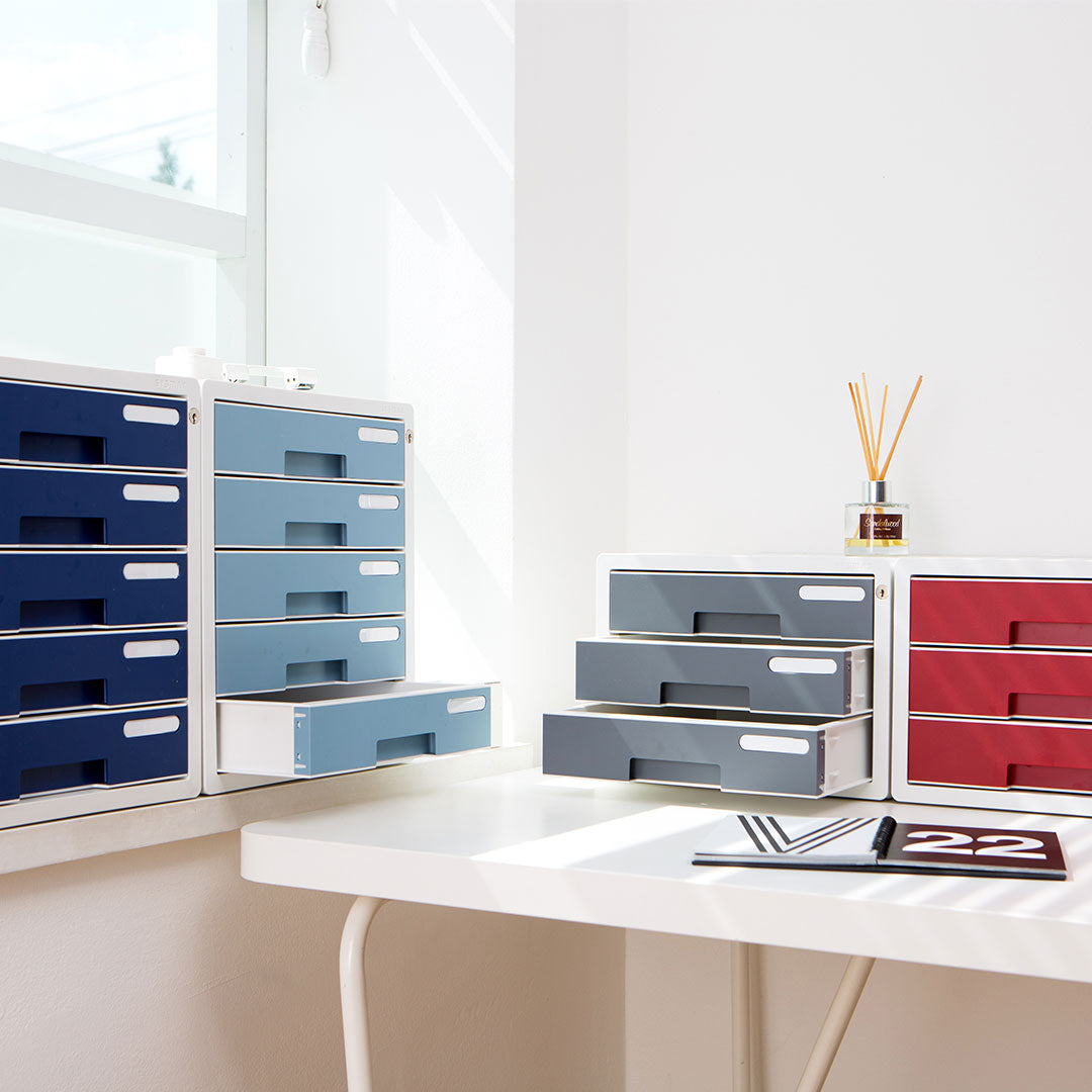 Sysmax | Lockable File Cabinet | 3 Drawers | Navy Blue|Deluxe Color | For Office School  & Hospital