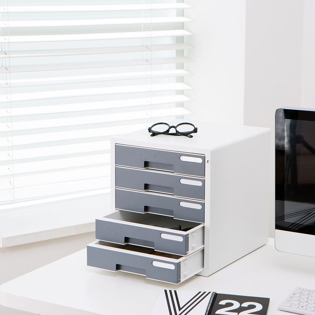 Sysmax | Lockable File Cabinet | 5 Drawers | Wine Red|Deluxe Color | For Office School  & Hospital