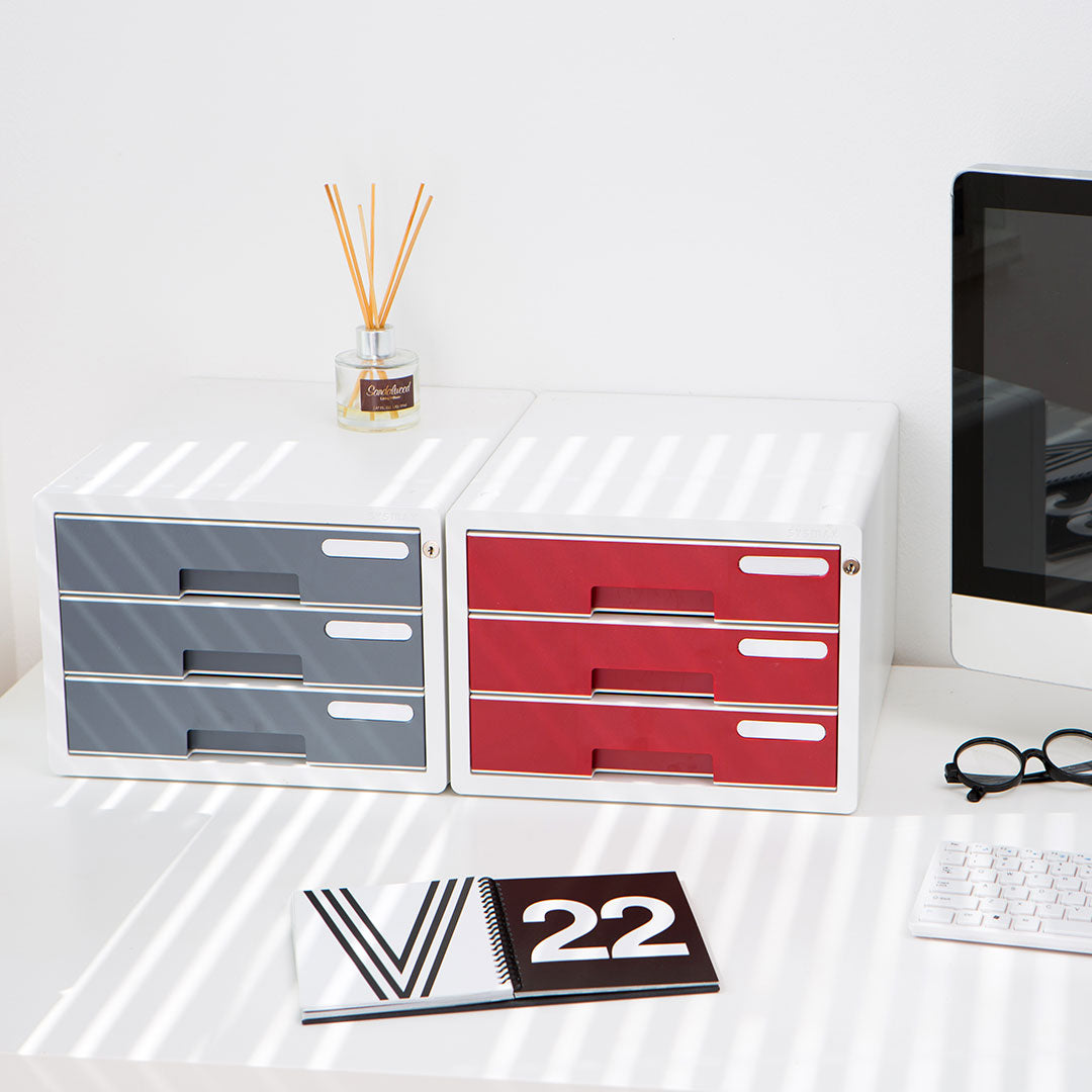 Sysmax | Lockable File Cabinet | 3 Drawers | Navy Blue|Deluxe Color | For Office School  & Hospital