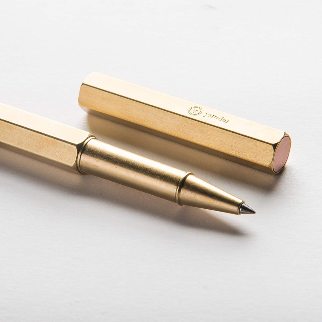 Ystudio Classic Revolve Rollerball Pen – Brass Gold